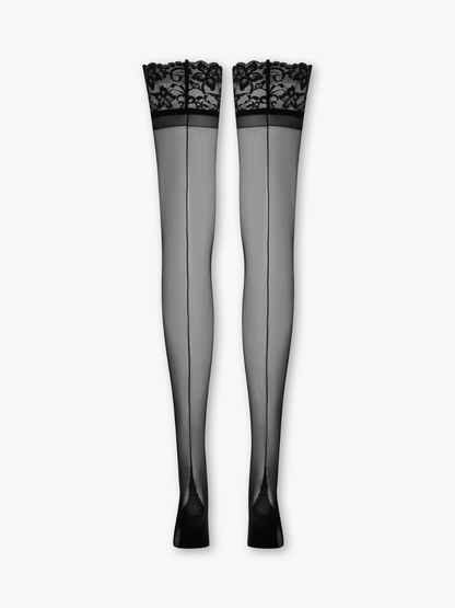 Lace Top Hold Ups Black