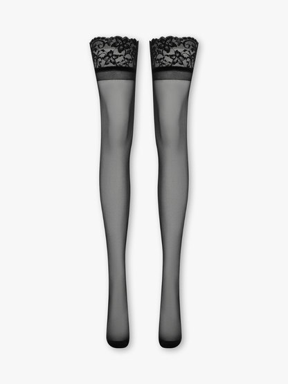 Lace Top Hold Ups Black