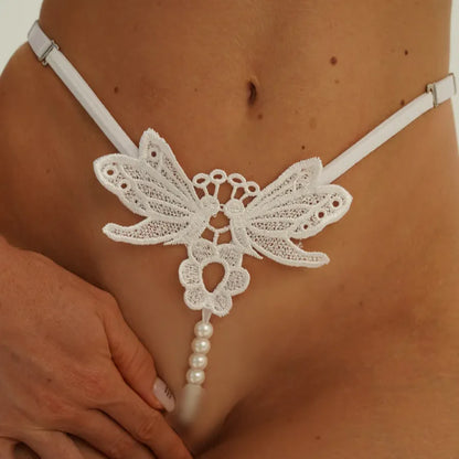 Seren Pearl Lace Thong